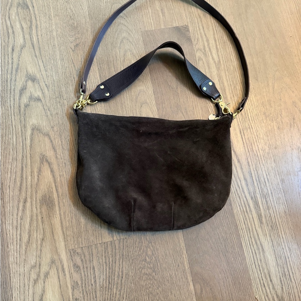 Clare V Dark Brown Suede Hobo Bag with Gold Hardware - Picture 4 of 6
